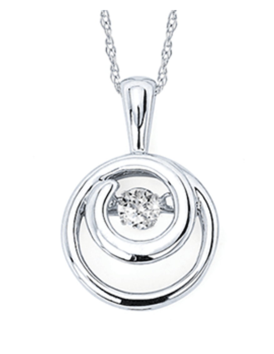 .925 Shimmering Circle Pendant .07TW