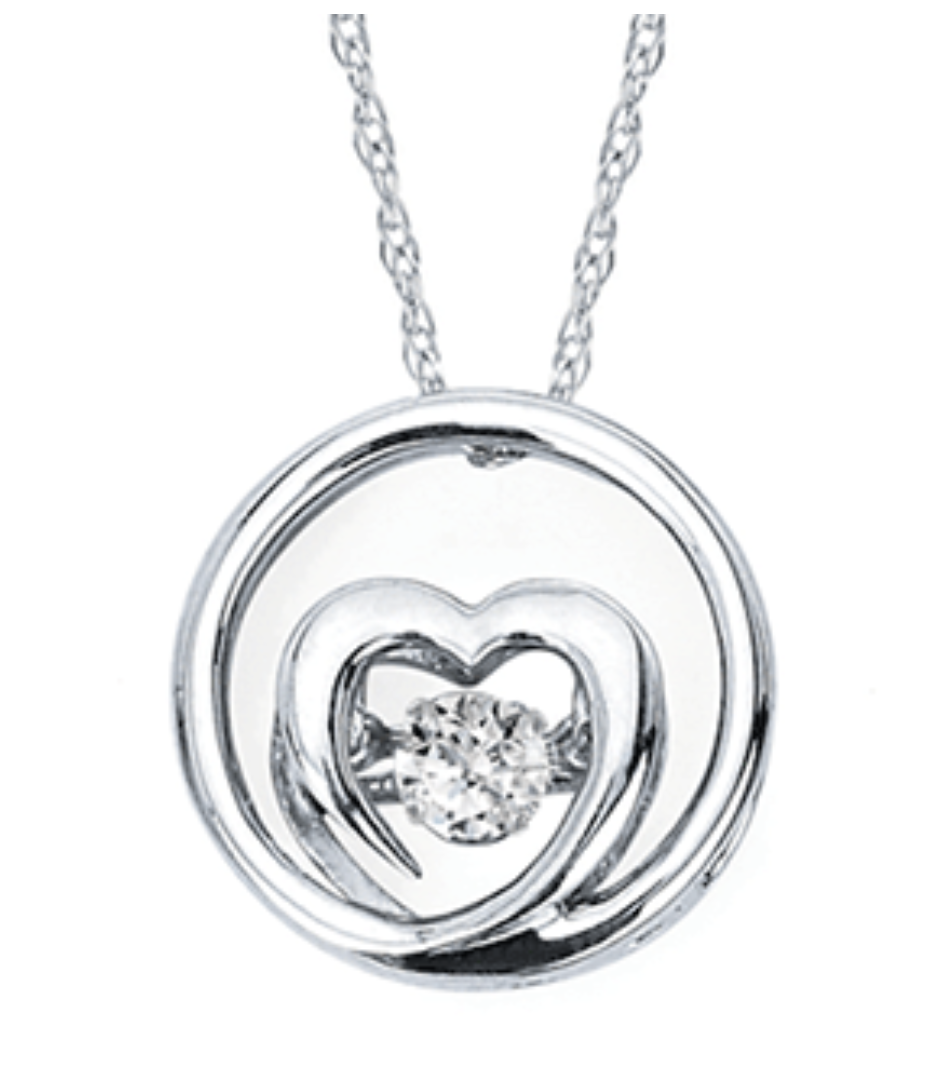 .925 Shimmering Heart Pendant .07TW