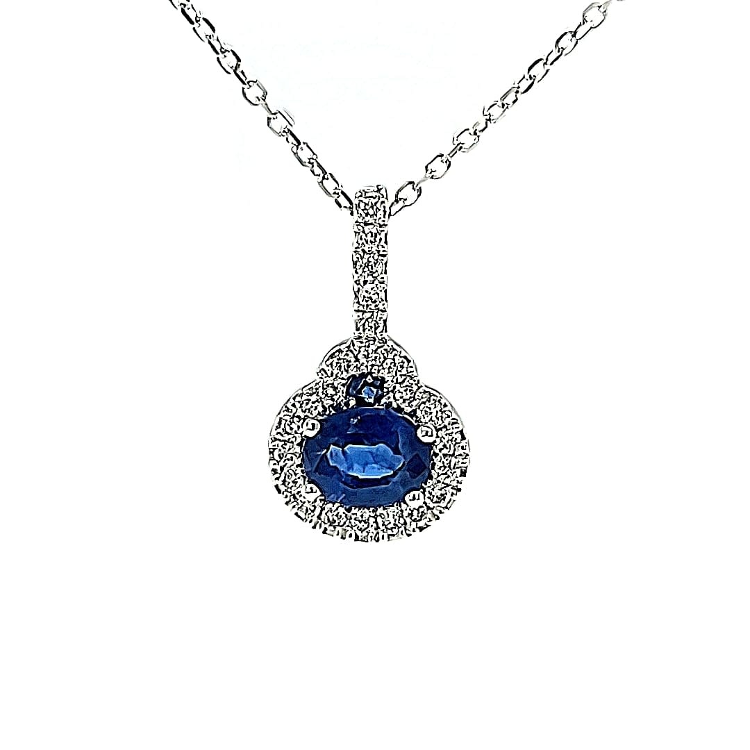 Venetti 14KW .55tw Sapphire Halo Pendant .10tw Venetti 14KW .55tw Sapphire Halo Pendant .10tw