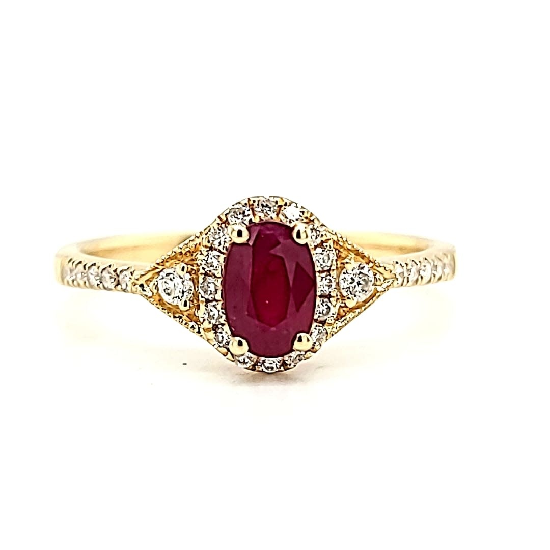 14KY Ruby .045CT and Diamond Ring