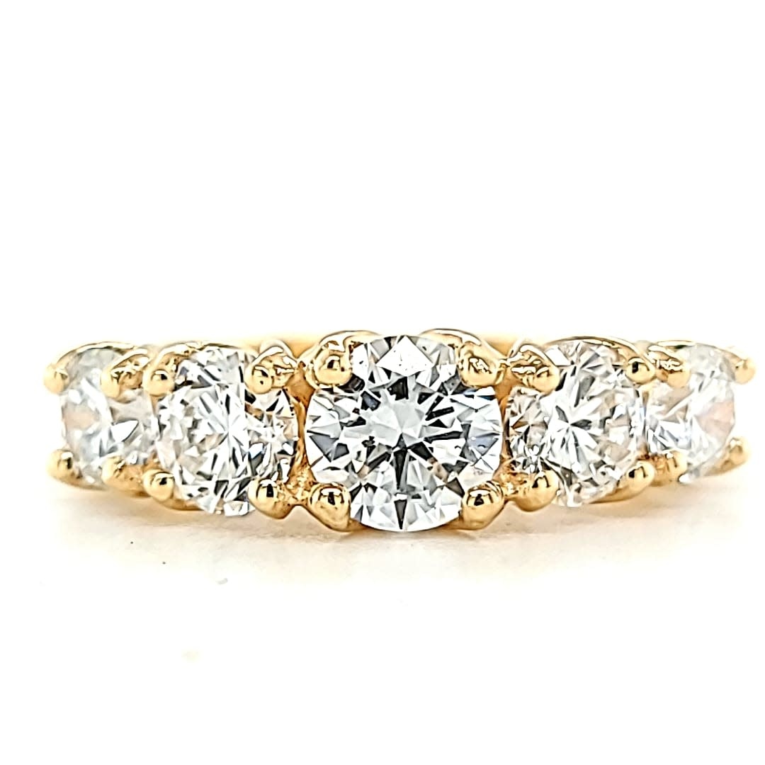 14KY 2.40TW LG 5 Stone Wedding Band