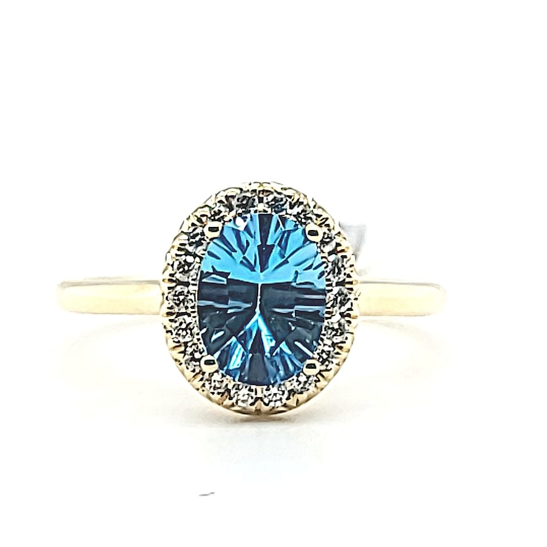 14KY Blue Topaz Halo Ring 1.29CT 14KY Blue Topaz Halo Ring 1.29CT