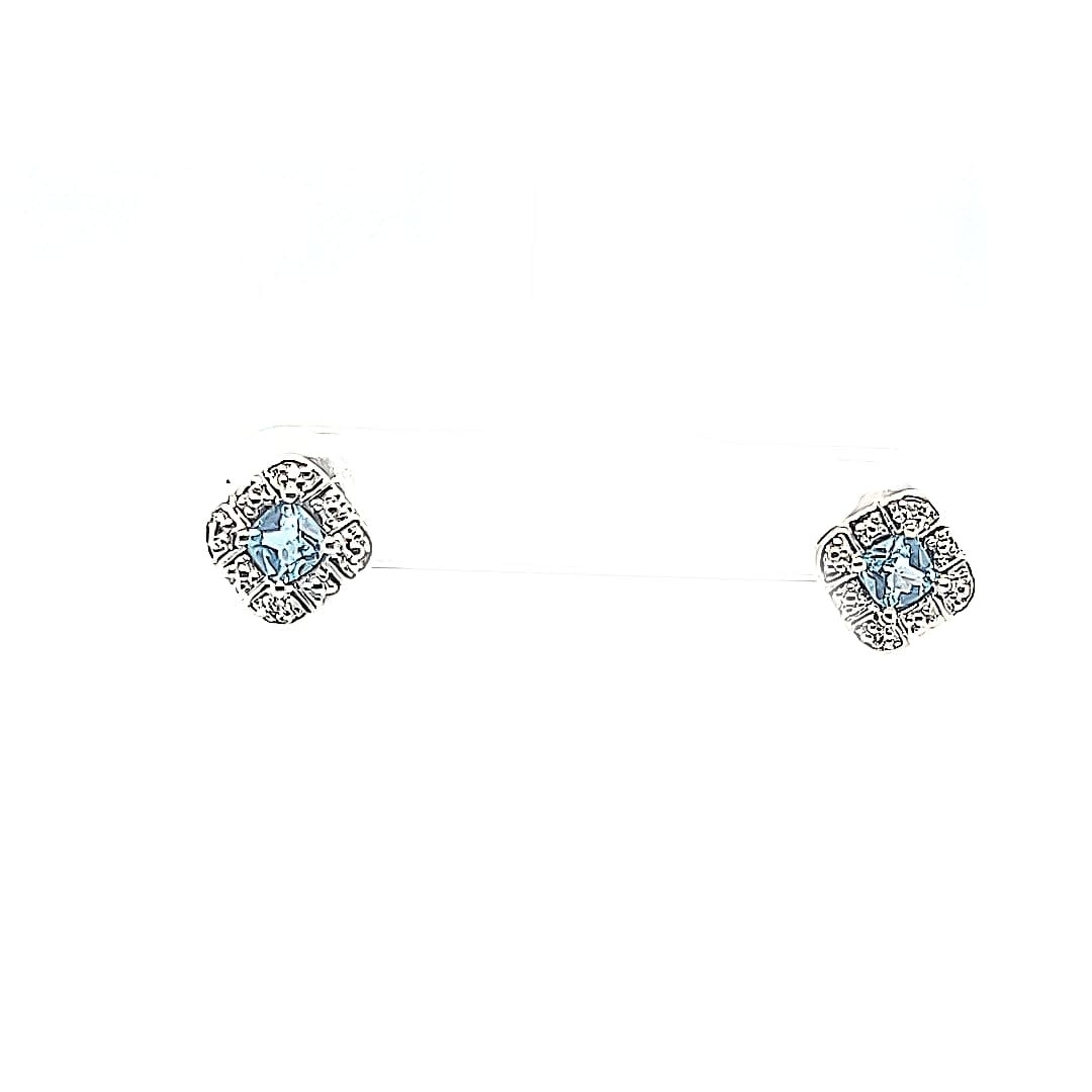 14KW Swiss Blue Topaz Earrings
