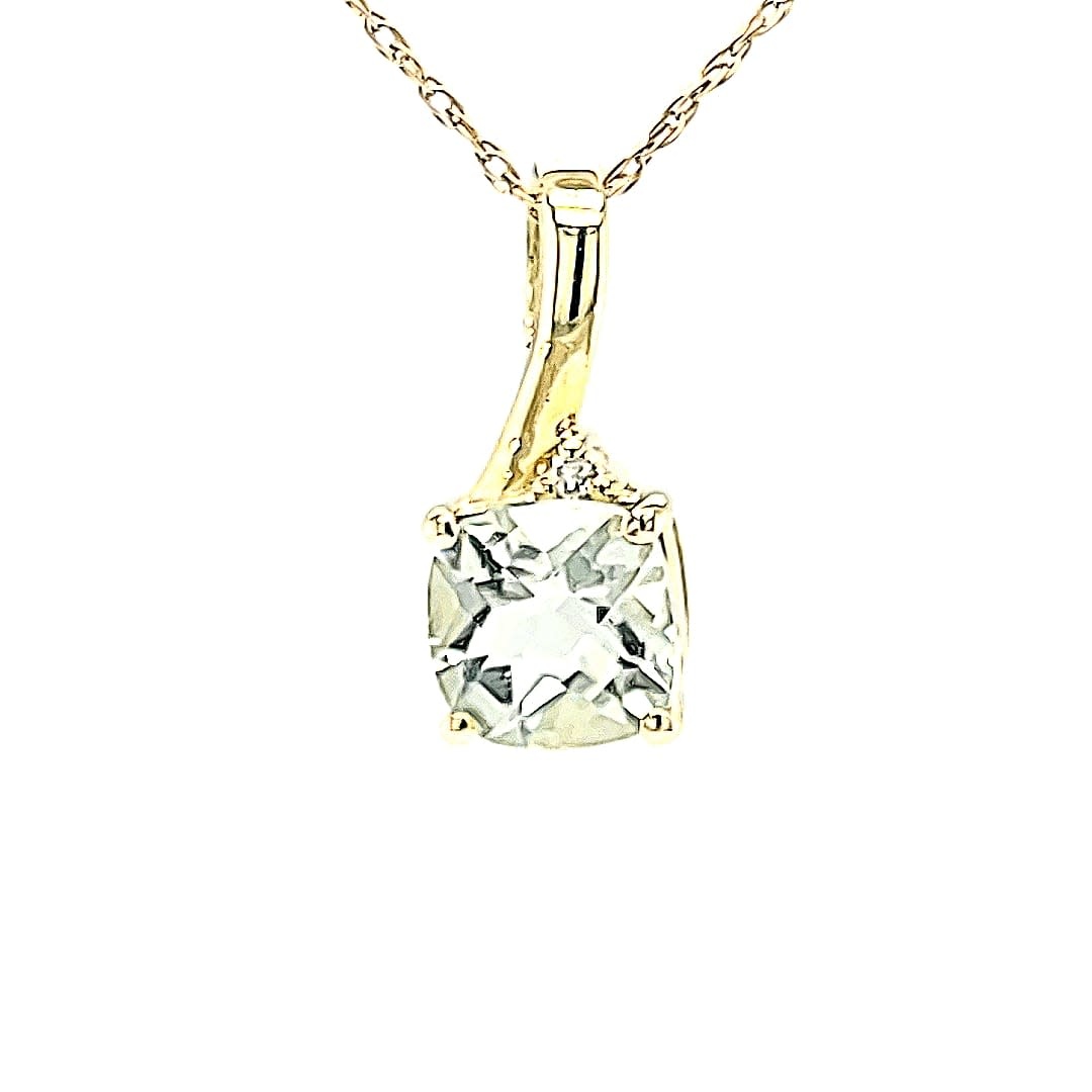 14KW Green Amethyst Pendant
