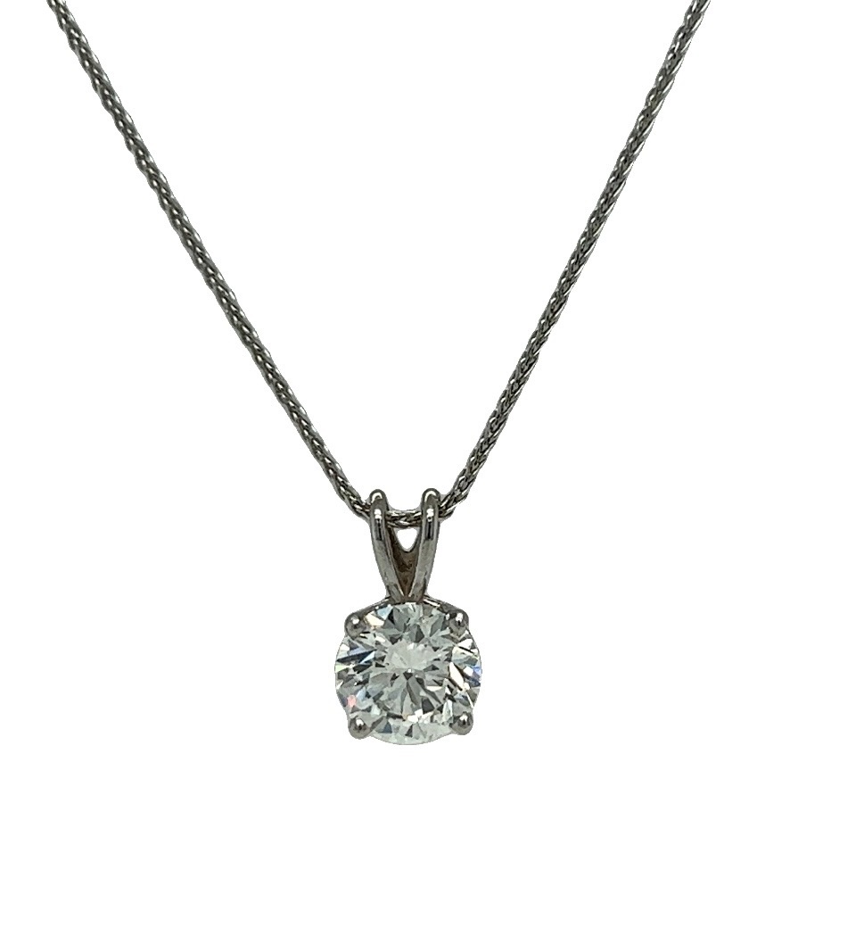 14KW RD 1.00CT Non Certified Lab Grown Diamond Pendant
