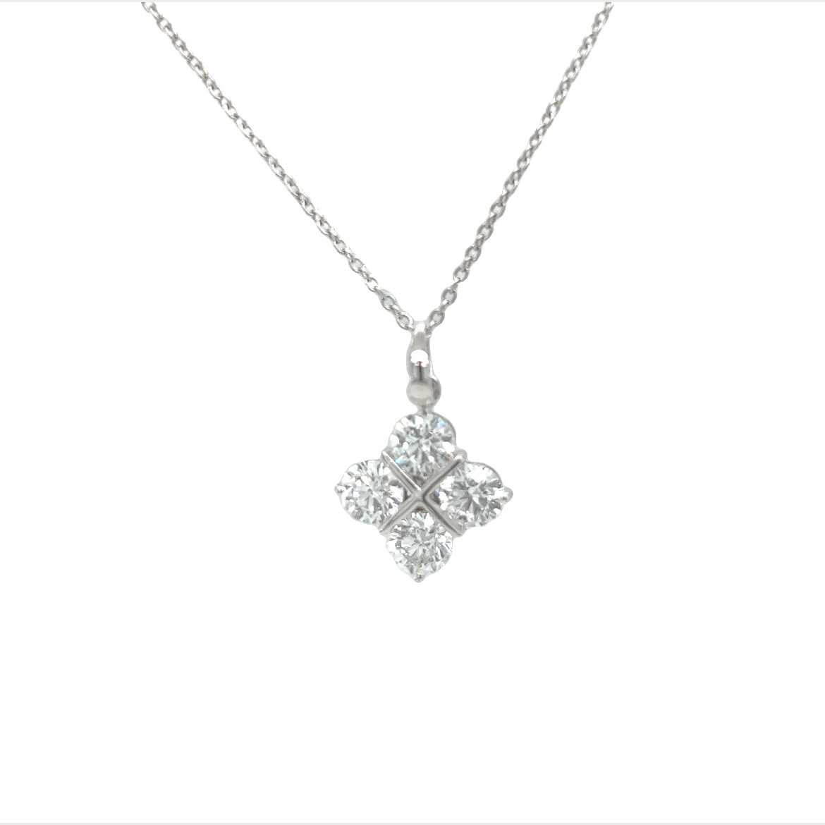 14KW 1CTTW LG 4 Stone Diamond Pendant