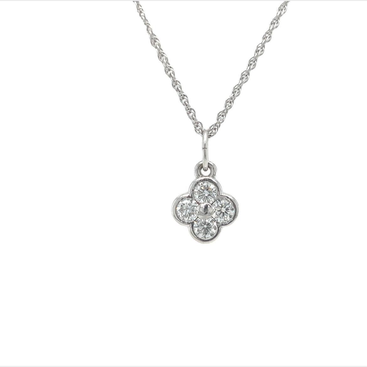 14KW Diamond Clover Pendant
