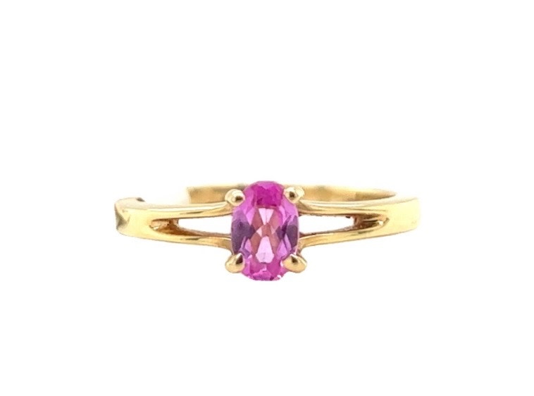 14KY Pink Sapphire Solitaire Ring