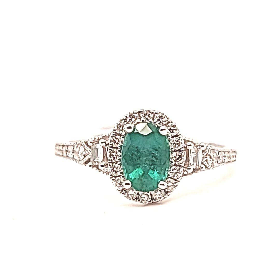 Cirari 14KW Emerald and Diamond Ring