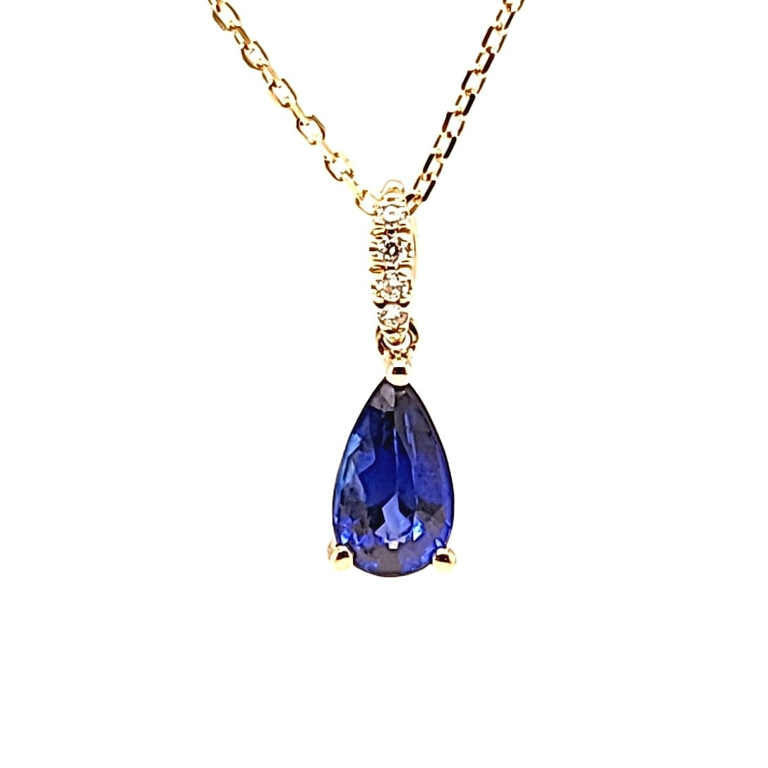 Cirari 14KY Pear Shaped Sapphire Pendant with Diamond Accents Cirari 14KY Pear Shaped Sapphire Pendant with Diamond Accents