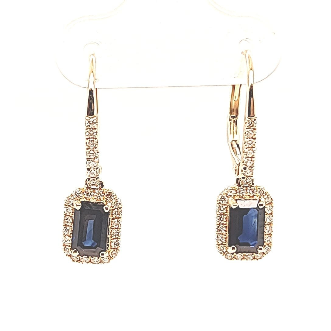 Cirari 14KY Sapphire Halo Dangle Earrings Cirari 14KY Sapphire Halo Dangle Earrings