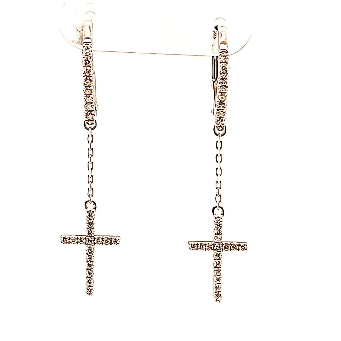 Cirari 14KW Diamond Cross Dangle Earrings Cirari 14KW Diamond Cross Dangle Earrings