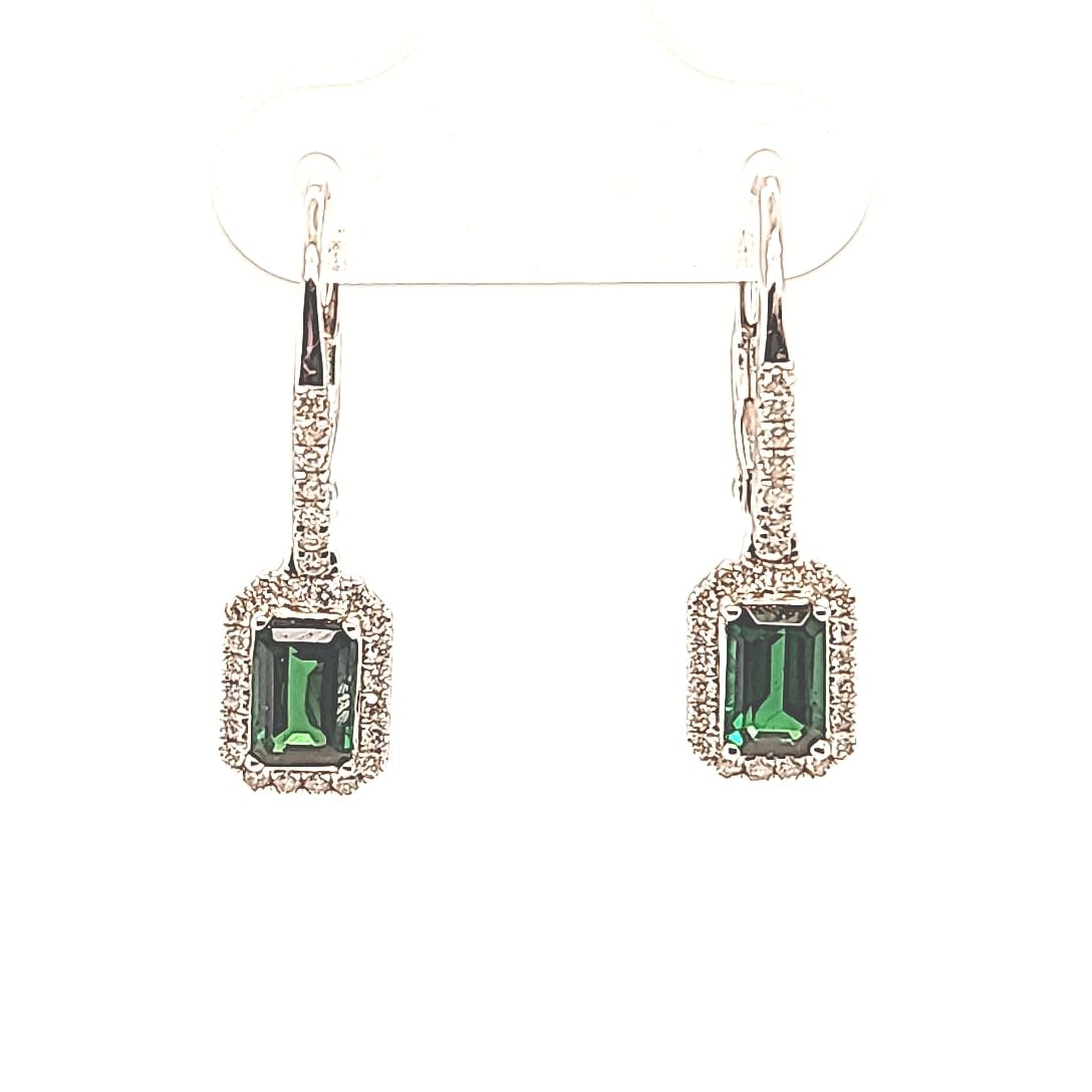 Cirari 14KW Tsavorite Halo Dangle Earrings Cirari 14KW Tsavorite Halo Dangle Earrings