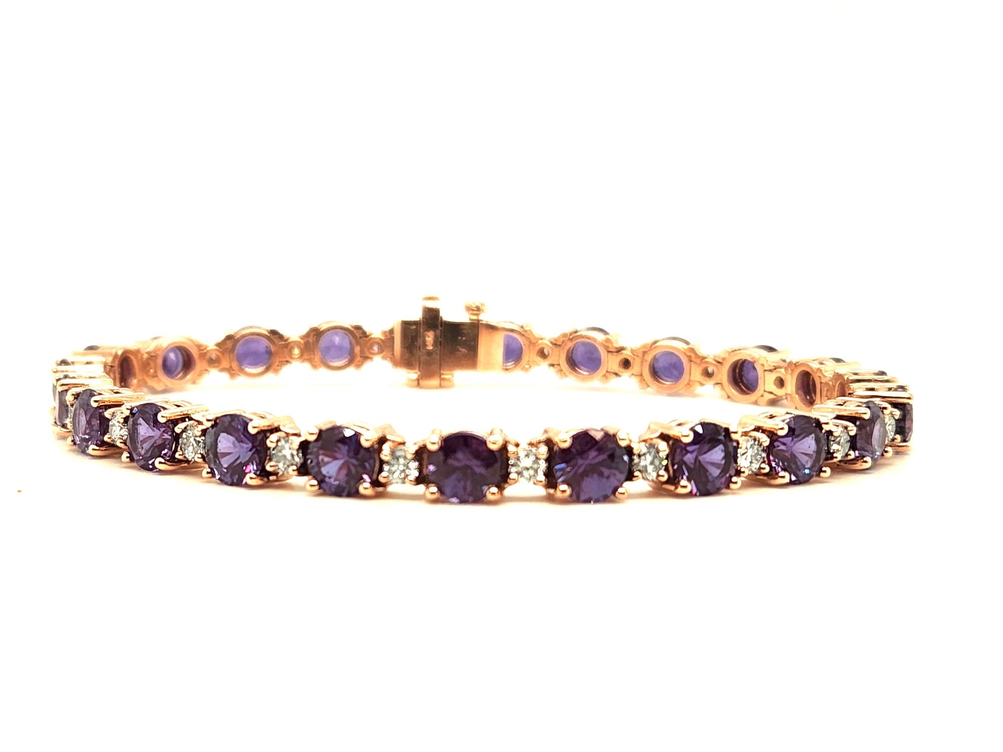 14KR Alexandrite and Diamond Tennis Bracelet