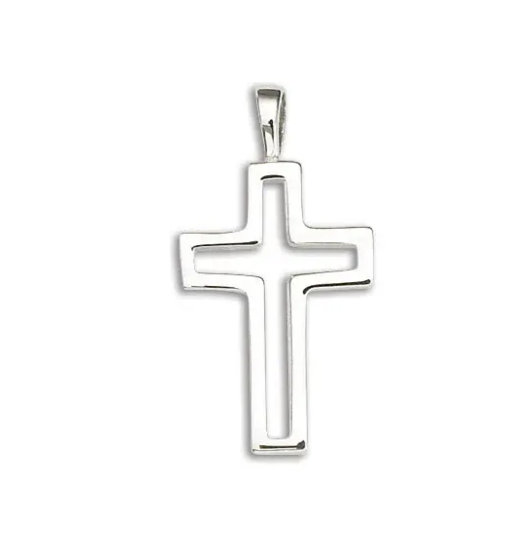 .925 Open Block Cross Pendant
