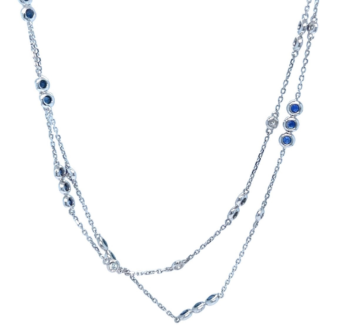 14KW Diamond and Sapphire by the Yard Layered Necklace