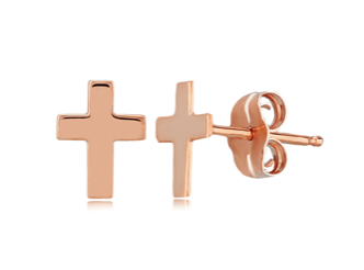 Carla 14KR Plain Cross Studs