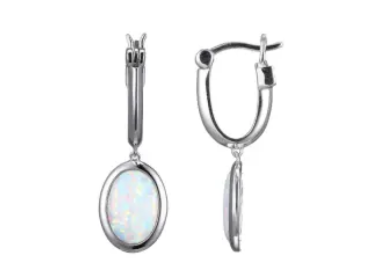 Elle .925 Huggie Style Created Opal Dangle Earrings