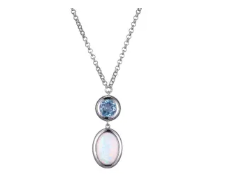 Elle .925 Genuine Blue Topaz and Created Opal Necklace