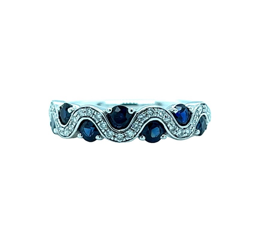 14KW Natural Diamond and Sapphire Fashion Ring
