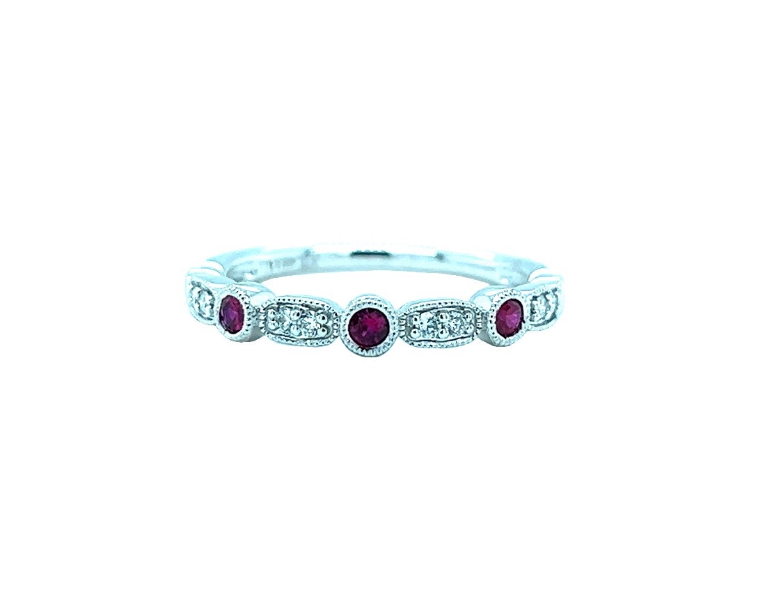 14KW Natural Diamond and Ruby Fashion Ring