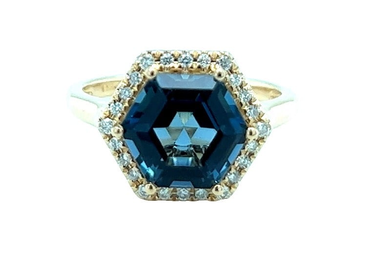 Legend 14KY London Blue Topaz and Diamond Fashion Ring