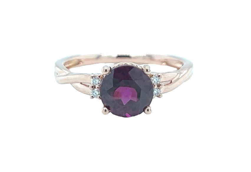 14KR Rhodalite and Diamond Fashion Ring