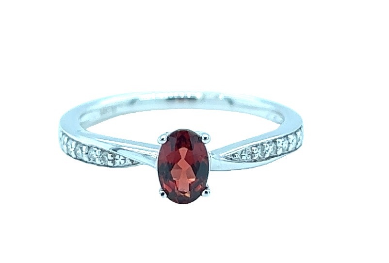 14KW Garnet and Diamond Fashion Ring