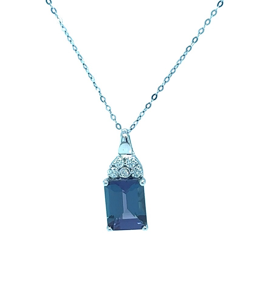 14KW Alexandrite and Diamond Pendant