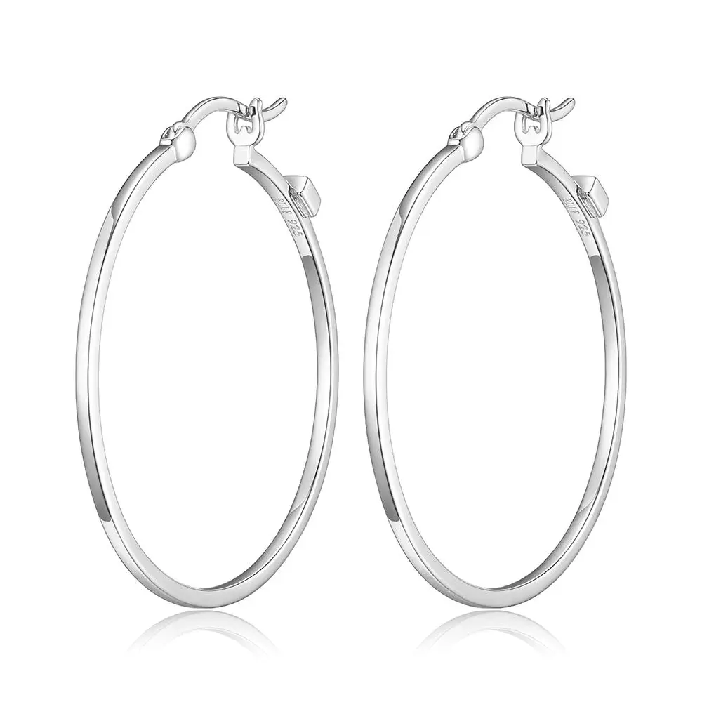 Elle .925 Plain No Stone Hoop Earrings Elle .925 Plain No Stone Hoop Earrings