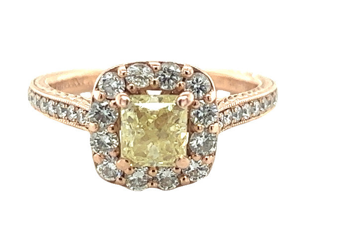 14KR Yellow Diamond .75 (approx) Side Stones .55 (approx) 14KR Yellow Diamond .75 (approx) Side Stones .55 (approx)