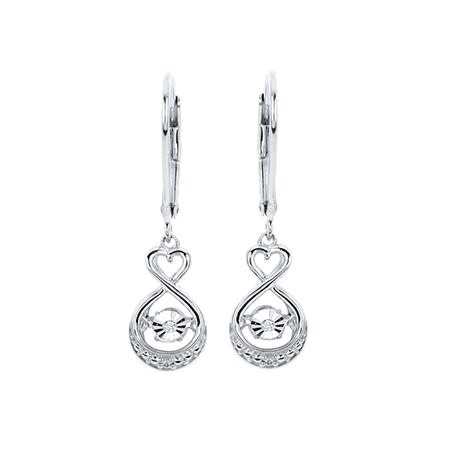 .925 Shimmering Diamonds Heart Drop Earrings With .02 Ctw. Diamonds In Sterling Silver