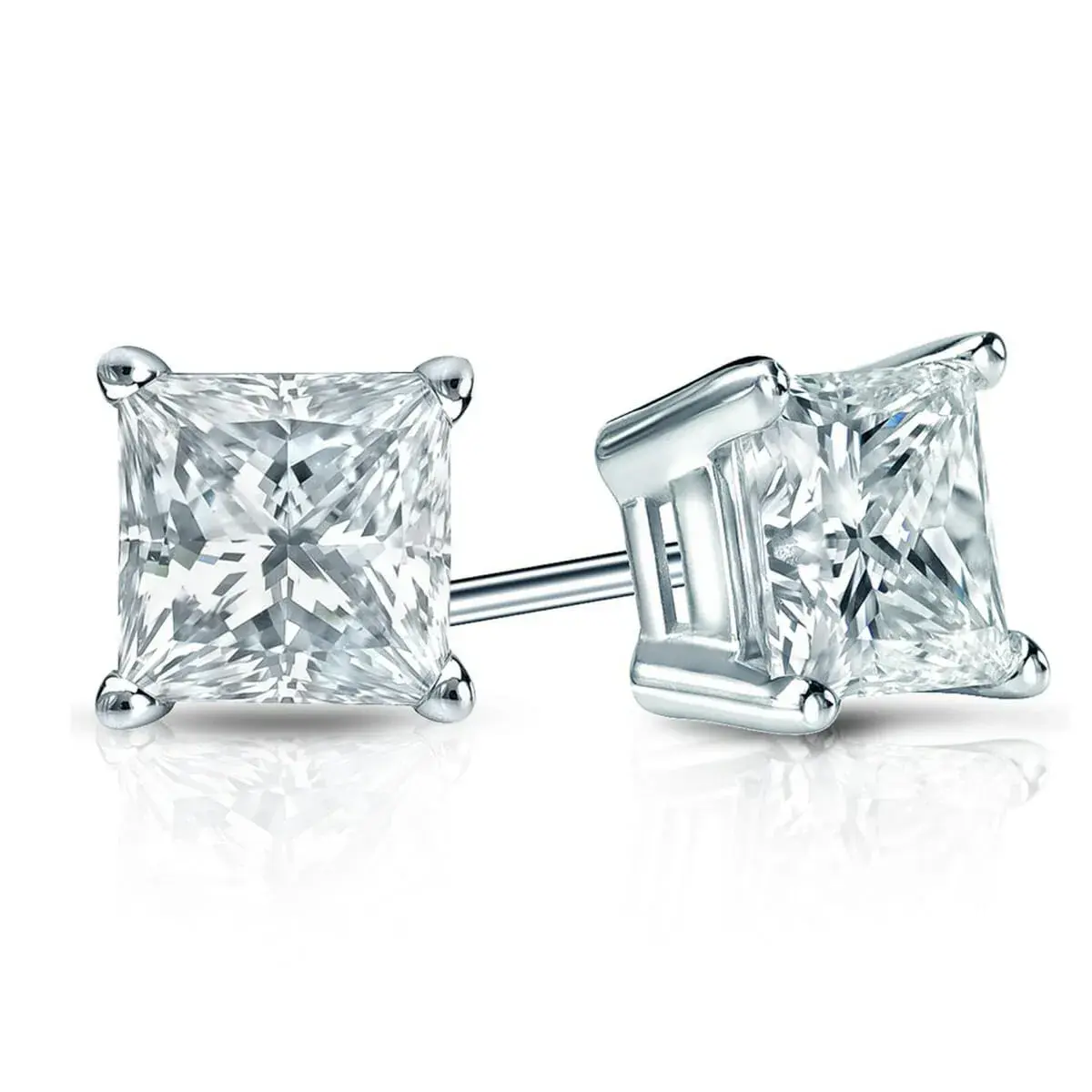 14KW Princess Cut Lab Grown Diamond Studs 2.00CTW