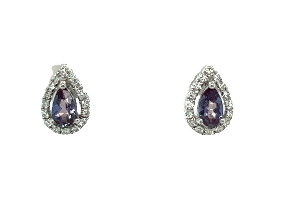 Legend 14KW Created Alexandrite & Diamond Earrings