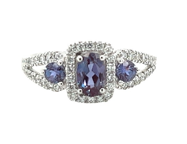 14KW Created Alexandrite & Diamond Ring 14KW Created Alexandrite & Diamond Ring