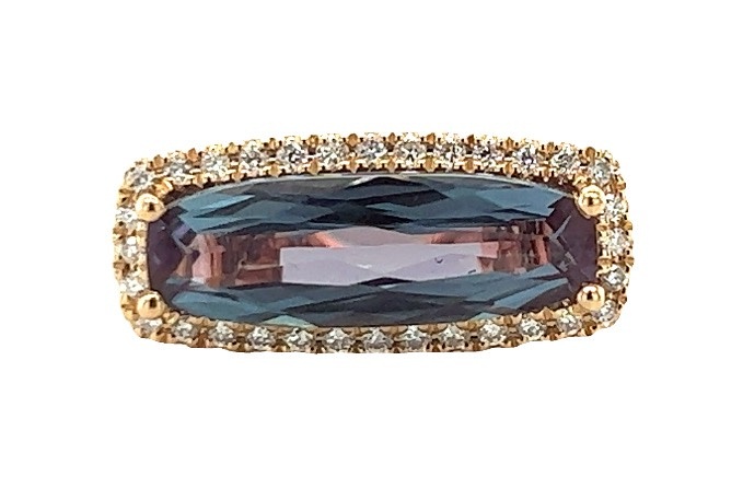 14KY Created Alexandrite & Diamond Ring 2.87CT 14KY Created Alexandrite & Diamond Ring 2.87CT