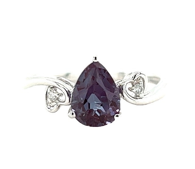 14KW Created Alexandrite & Diamond Ring 1.32CT 14KW Created Alexandrite & Diamond Ring 1.32CT