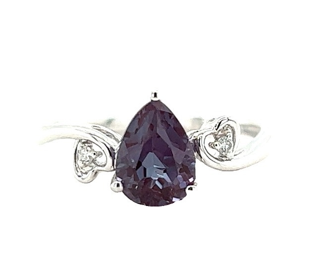 Legend 14KW Created Alexandrite & Diamond Ring 1.32CT