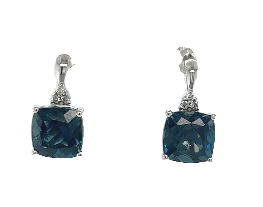 14KW London Blue Topaz & Diamond Earrings 14KW London Blue Topaz & Diamond Earrings