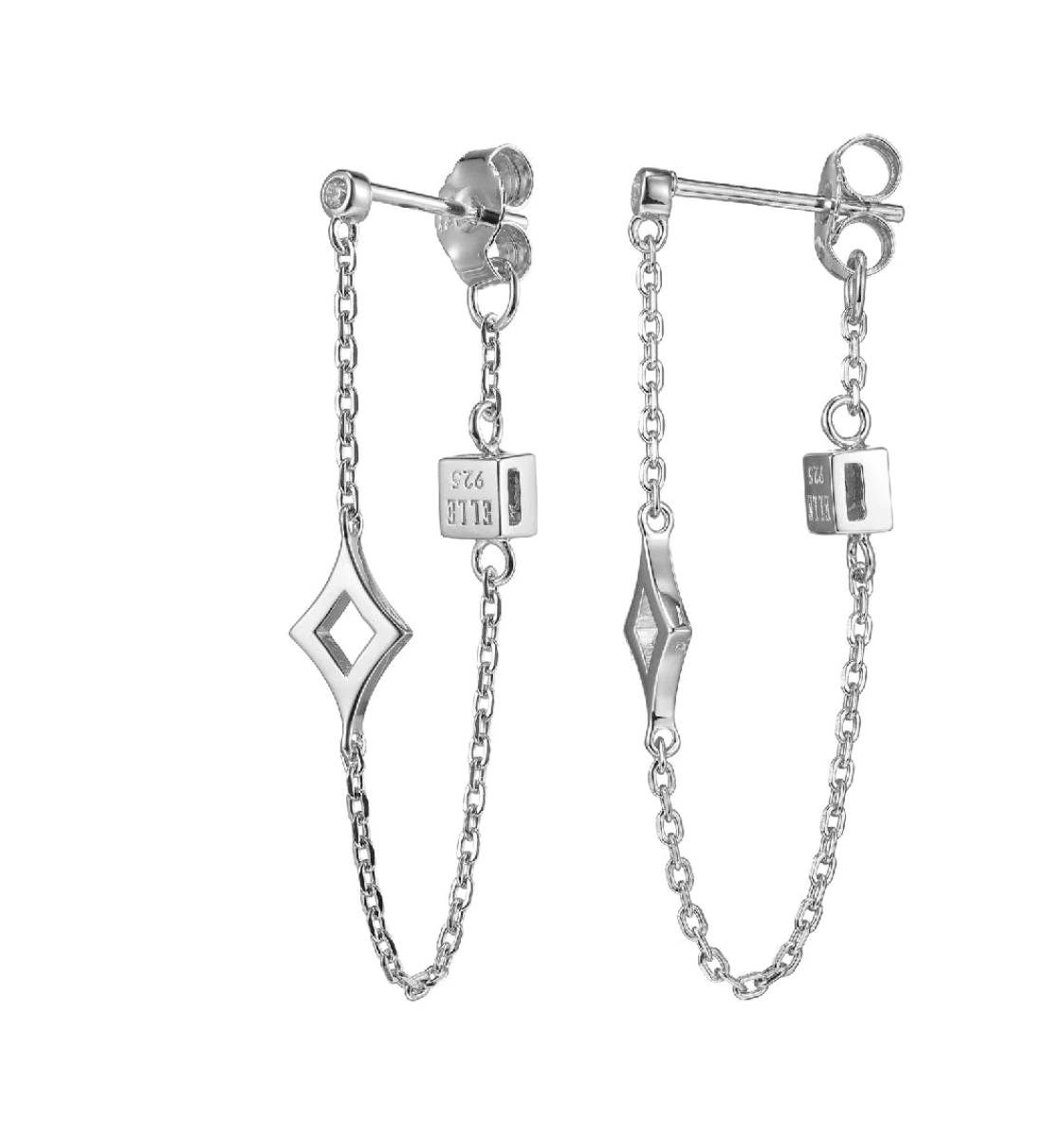 .925 Rhodium Plated Dangle Earrings