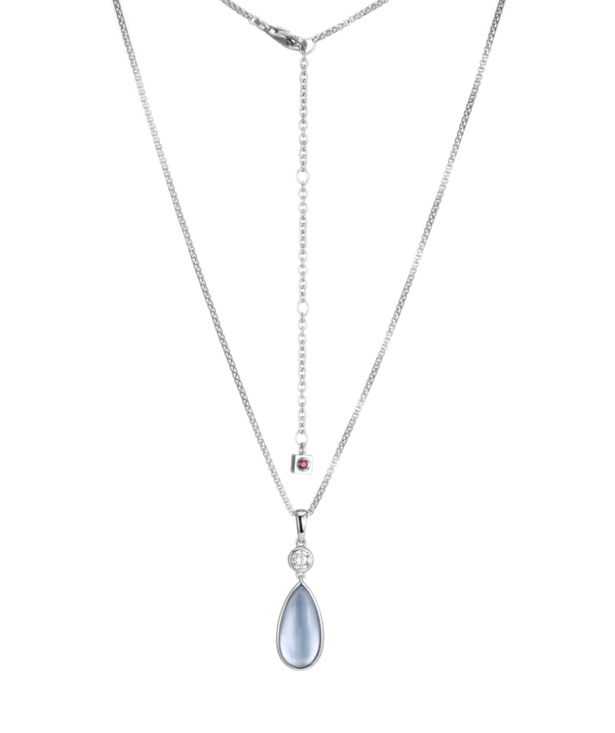Elle .925 Rhodium Plated Mother Of Pearl Pear Pendant