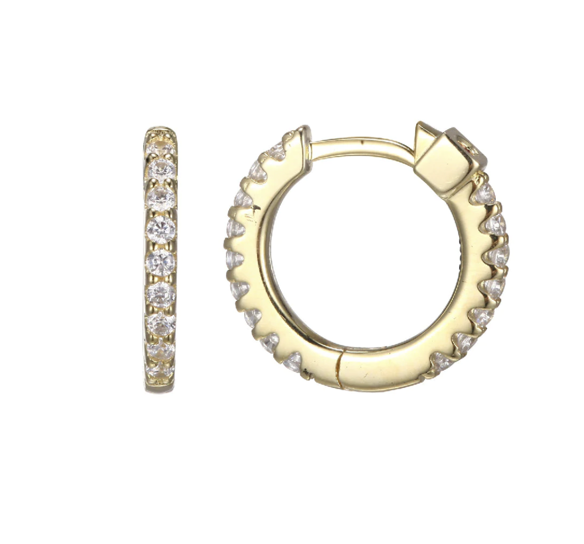 .925 Gold Plated CZ Hoops