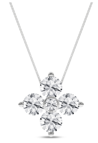Revelation 14KW Diamond Petals Pendant .50ctw LG