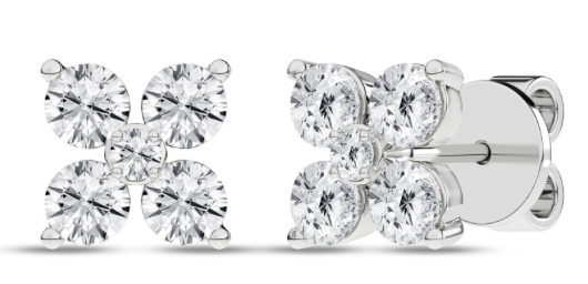 Revelation 14KW Diamond Petals Stud Earrings 1cttw LG