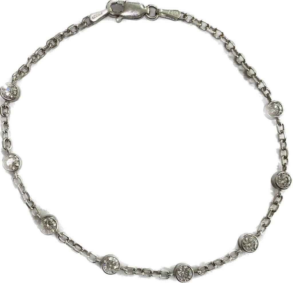 14KW LG Diamond Station Bracelet 8" .80cttw