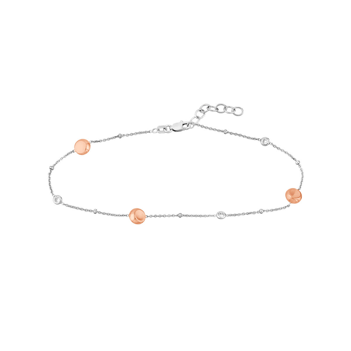 .925 Plated Bead and CZ Anklet .925 Plated Bead and CZ Anklet