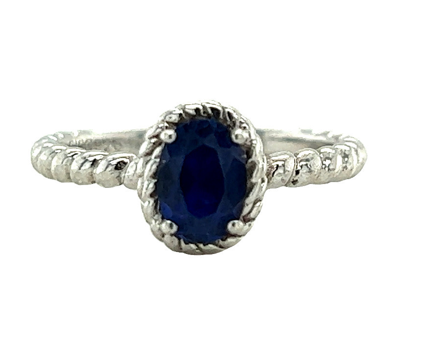 Estate .925 Twist Pendant & Ring with Sapphire CZ Set Estate .925 Twist Pendant & Ring with Sapphire CZ Set