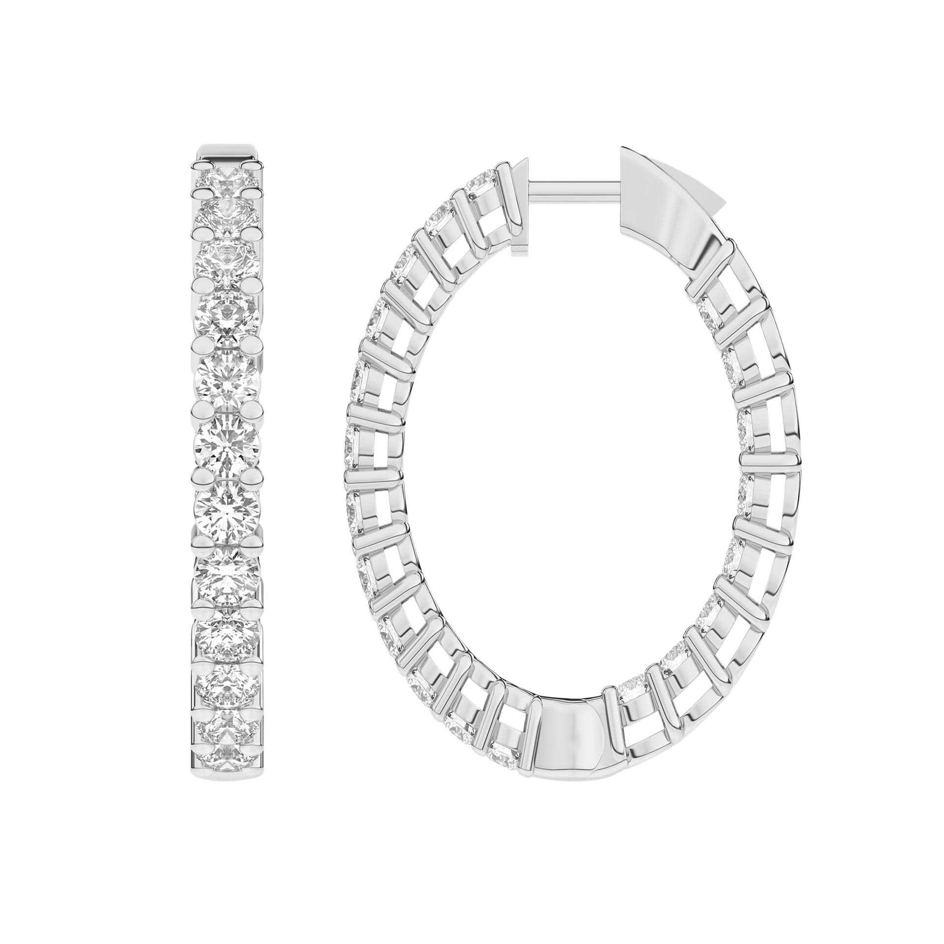 Revelation 14KW LG Diamond 7CTTW Inside Out Hoop Earrings