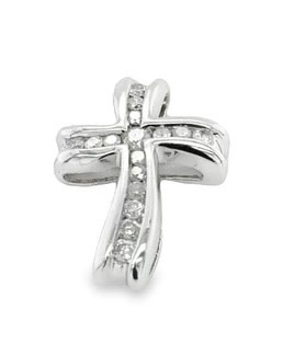 10KW Cross with Natural Diamonds .25CT (approx)