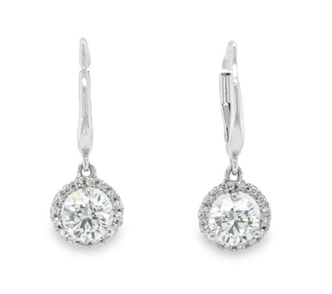 14KW Halo Dangle LG Diamond Earrings 1.66CTW